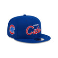 Chicago Cubs Royal Evergreen Script New Era 9FIFTY Snapback Hat product image 1, provided for visual reference and product