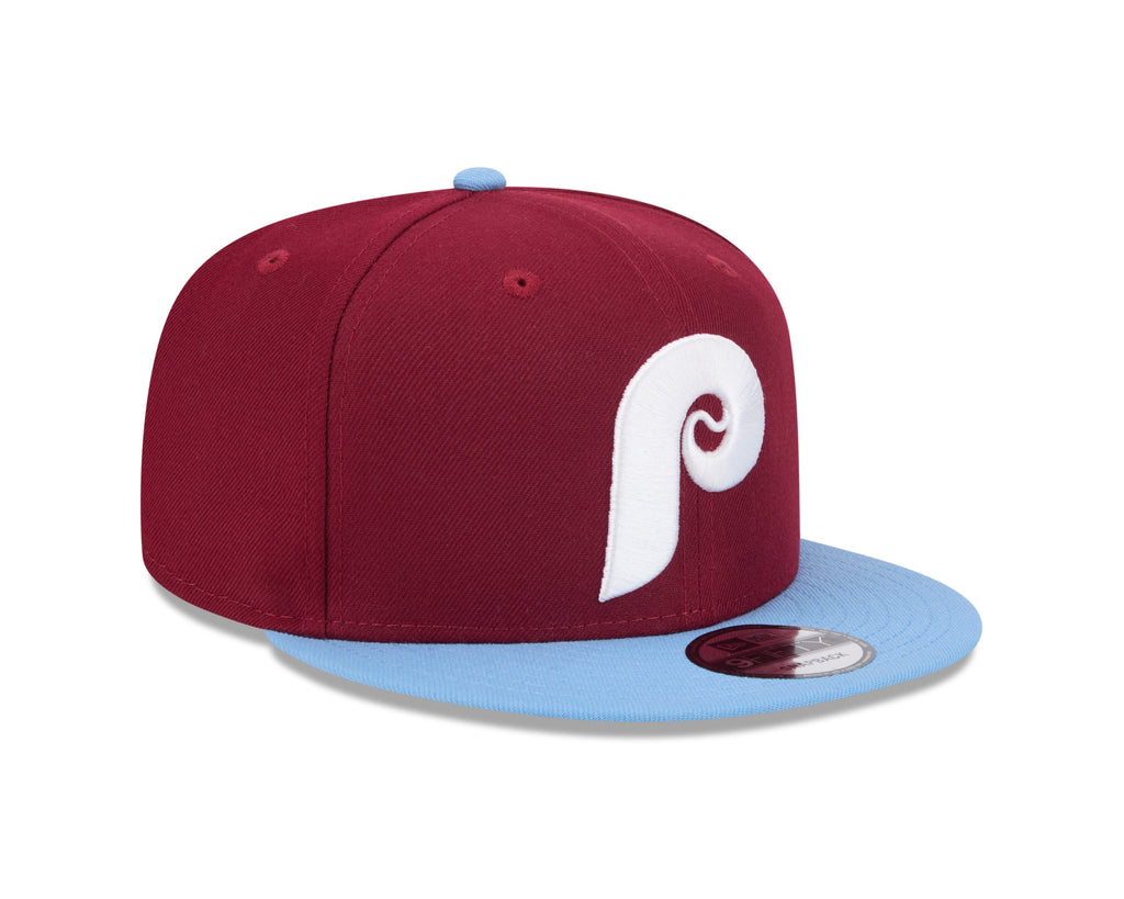 Philadelphia Phillies MLB New Era Men Burgundy/Light Blue 9Fifty Evergreen Snapback product image 3, provided for visual