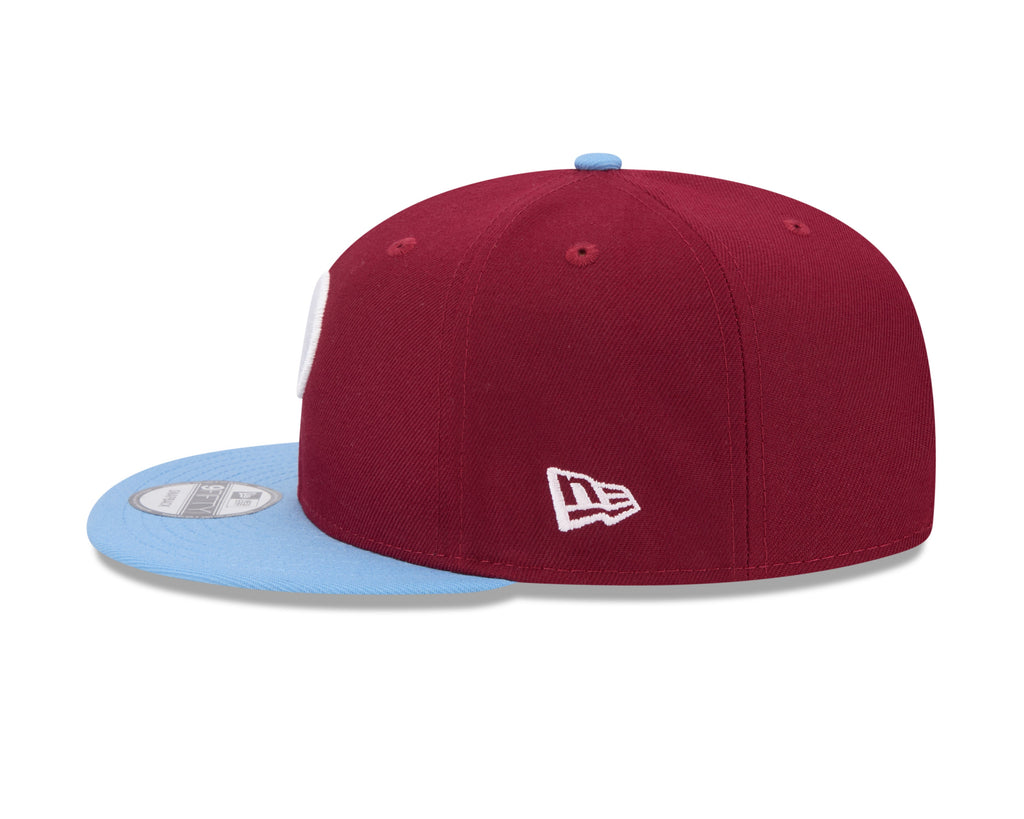 Philadelphia Phillies MLB New Era Men Burgundy/Light Blue 9Fifty Evergreen Snapback product image 5, provided for visual