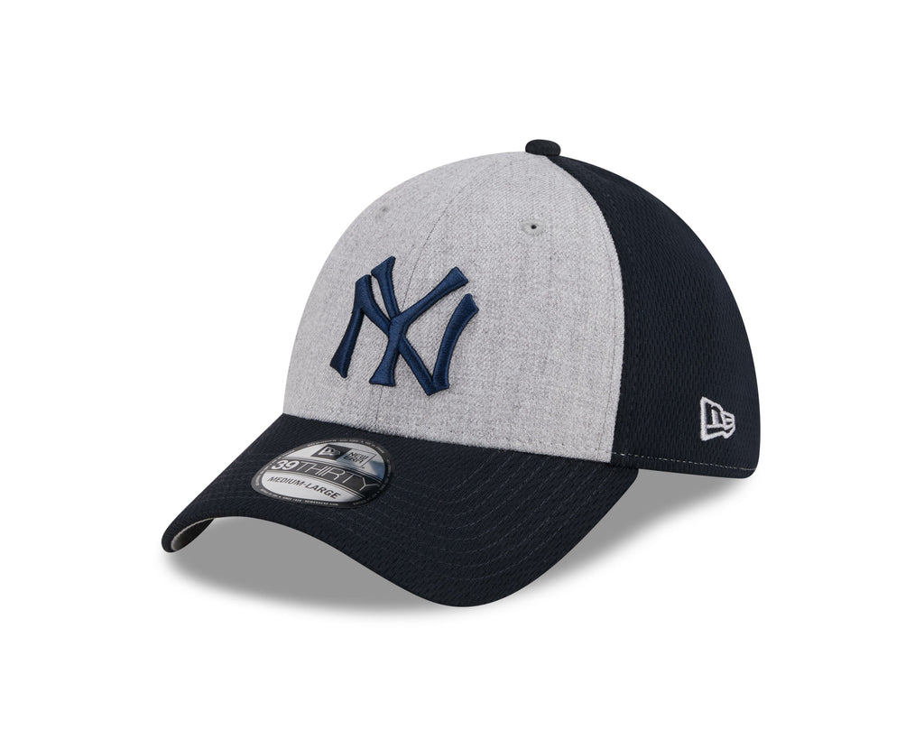New York Yankees MLB New Era Men Grey/Navy 39Thirty Throwback Stretch Fit Hat product image 1, provided for visual reference