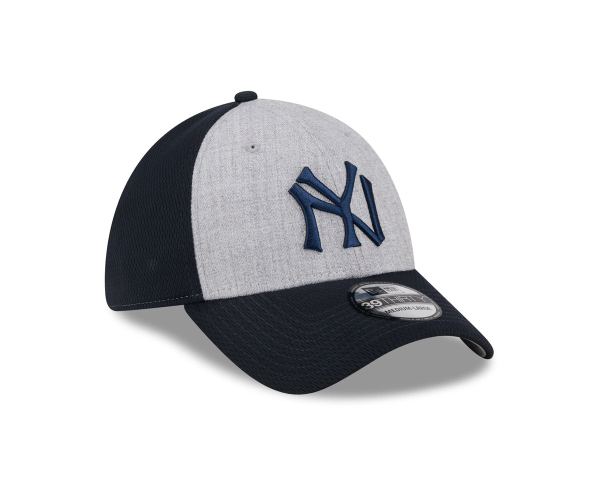 New York Yankees MLB New Era Men Grey/Navy 39Thirty Throwback Stretch Fit Hat product image 3, provided for visual reference