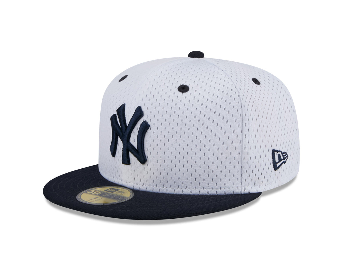 New York Yankees MLB New Era Men White 59Fifty Throwback Mesh Fitted Hat product image 3, provided for visual reference and