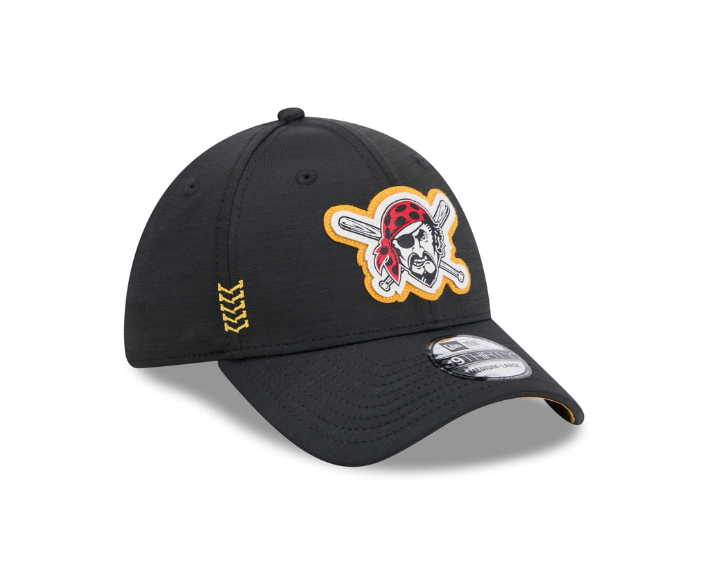 Pittsburgh Pirates MLB New Era Men Black 39Thirty 2024 Clubhouse Stretch Fit Hat product image 3, provided for visual
