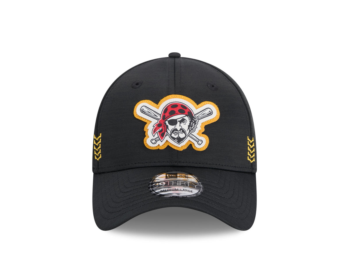 Pittsburgh Pirates MLB New Era Men Black 39Thirty 2024 Clubhouse Stretch Fit Hat product image 4, provided for visual