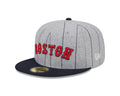Boston Red Sox MLB New Era Men Grey 59Fifty Heather Pinstripe Fitted Hat product image 1, provided for visual reference and