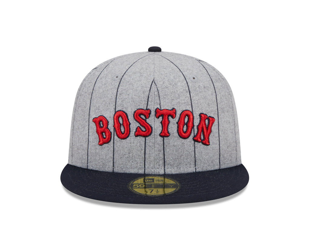 Boston Red Sox MLB New Era Men Grey 59Fifty Heather Pinstripe Fitted Hat product image 4, provided for visual reference and