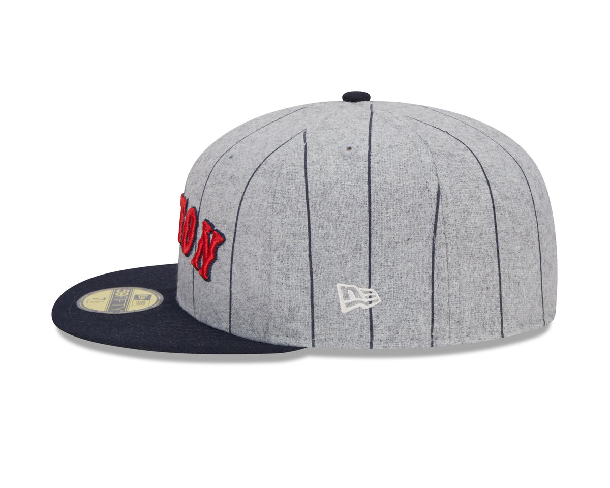 Boston Red Sox MLB New Era Men Grey 59Fifty Heather Pinstripe Fitted Hat product image 5, provided for visual reference and