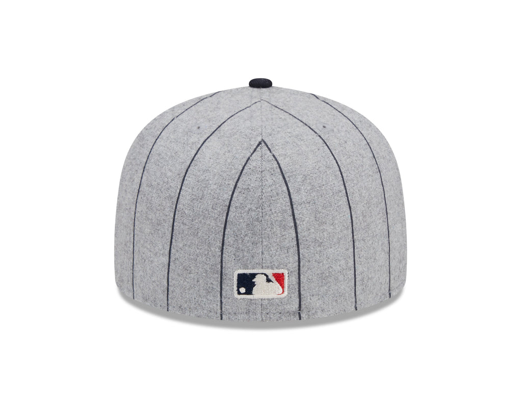 Boston Red Sox MLB New Era Men Grey 59Fifty Heather Pinstripe Fitted Hat product image 2, provided for visual reference and