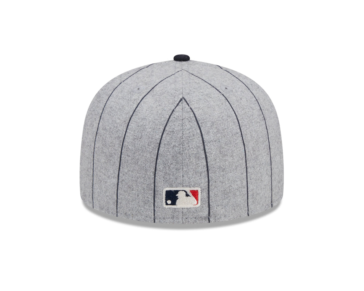 Boston Red Sox MLB New Era Men Grey 59Fifty Heather Pinstripe Fitted Hat product image 2, provided for visual reference and