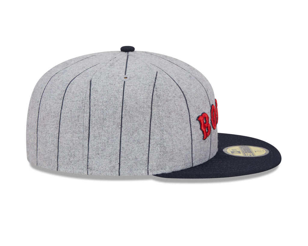 Boston Red Sox MLB New Era Men Grey 59Fifty Heather Pinstripe Fitted Hat product image 6, provided for visual reference and