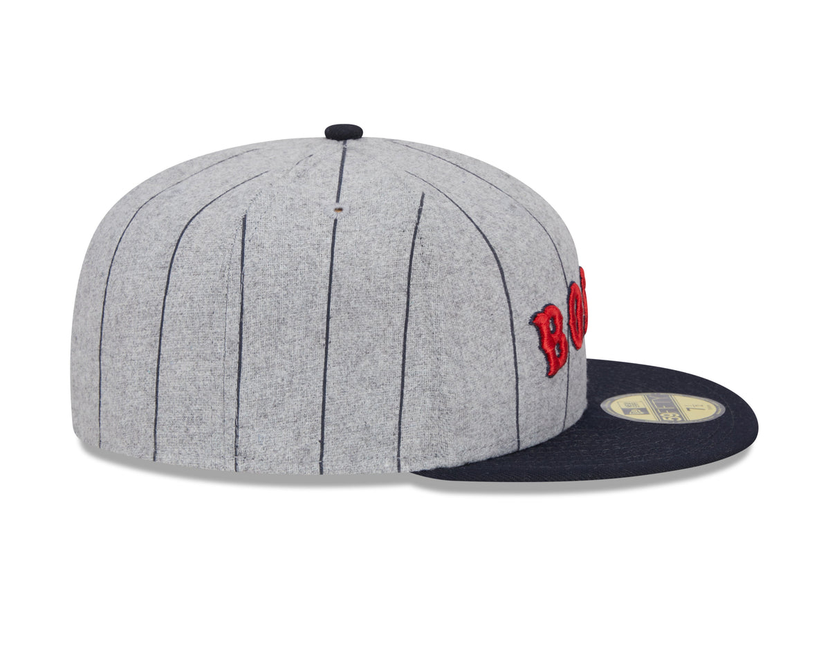 Boston Red Sox MLB New Era Men Grey 59Fifty Heather Pinstripe Fitted Hat product image 6, provided for visual reference and