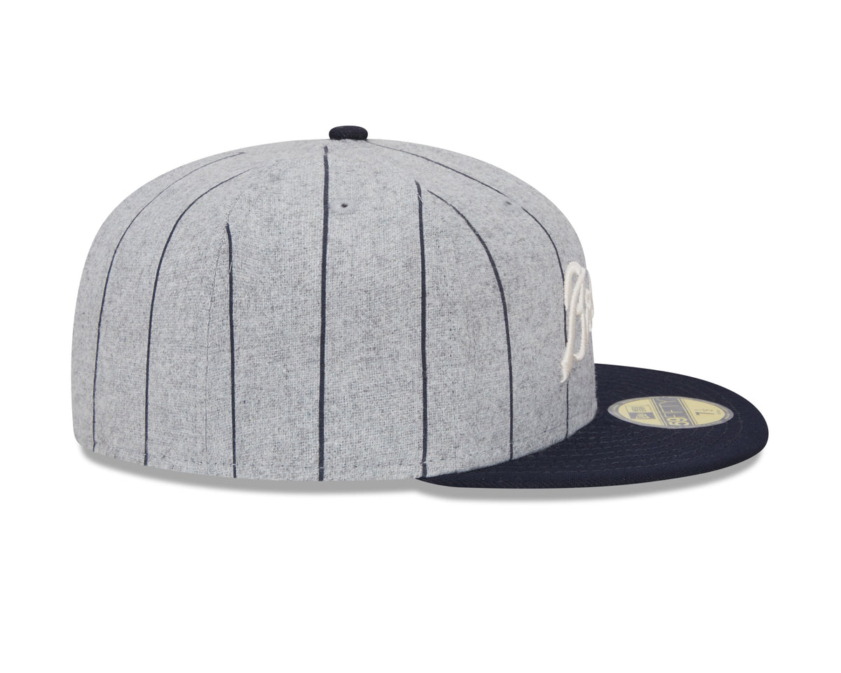 Atlanta Braves MLB New Era Men Grey 59Fifty Heather Pinstripe Fitted Hat product image 6, provided for visual reference and