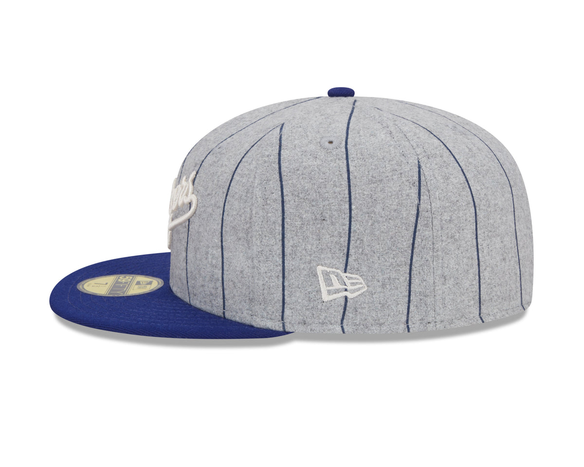 Los Angeles Dodgers MLB New Era Men Grey 59Fifty Heather Pinstripe Fitted Hat product image 5, provided for visual reference