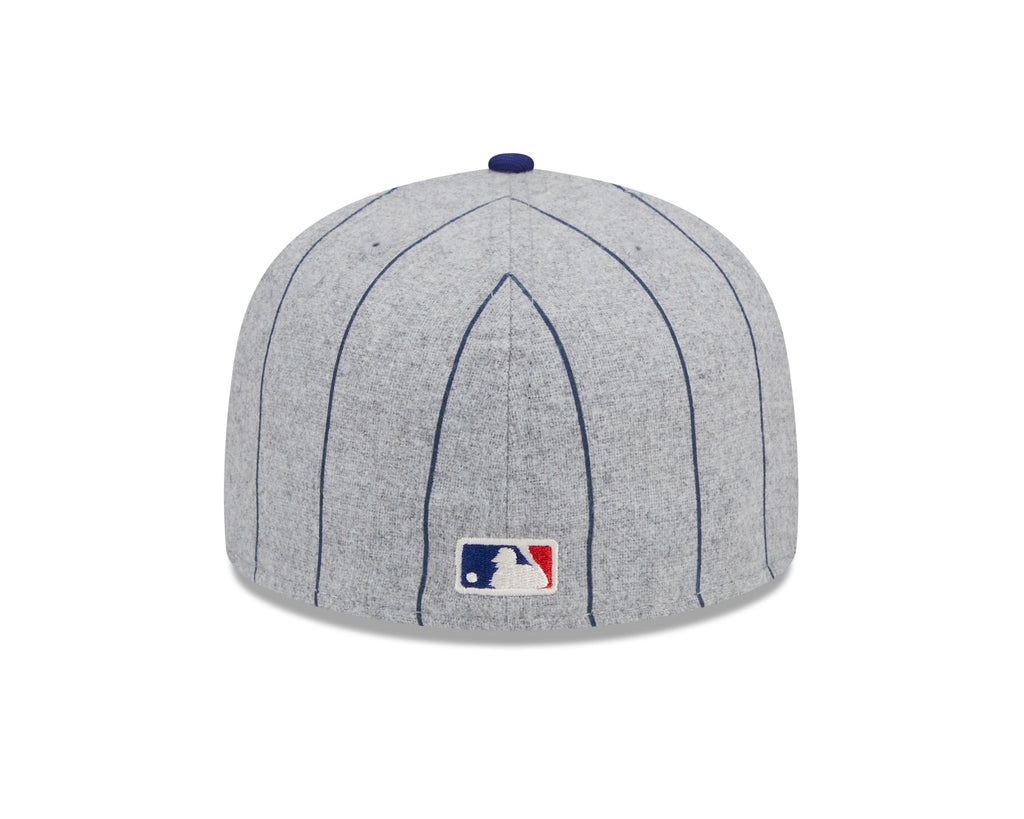 Los Angeles Dodgers MLB New Era Men Grey 59Fifty Heather Pinstripe Fitted Hat product image 2, provided for visual reference
