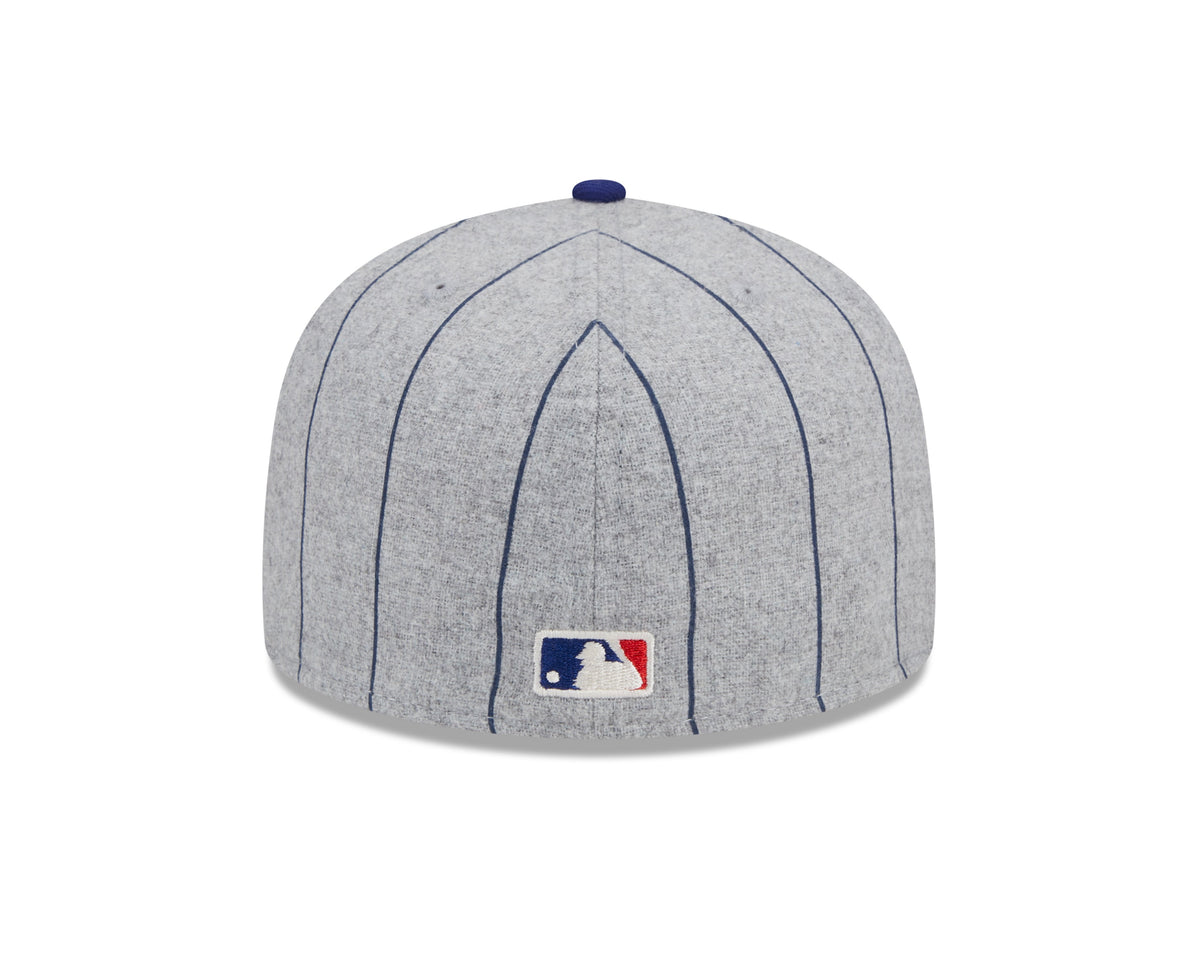 Los Angeles Dodgers MLB New Era Men Grey 59Fifty Heather Pinstripe Fitted Hat product image 2, provided for visual reference