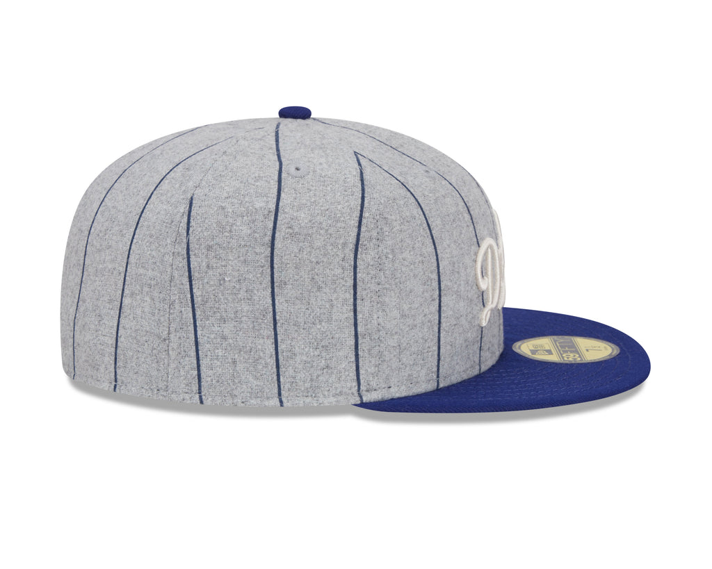 Los Angeles Dodgers MLB New Era Men Grey 59Fifty Heather Pinstripe Fitted Hat product image 6, provided for visual reference