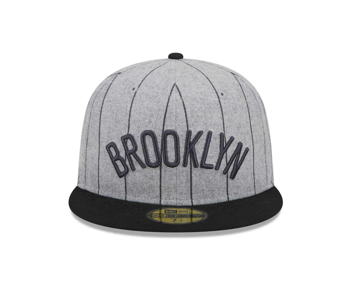 Brooklyn Nets NBA New Era Men Grey 59Fifty Heather Pinstripe Fitted Hat product image 4, provided for visual reference and