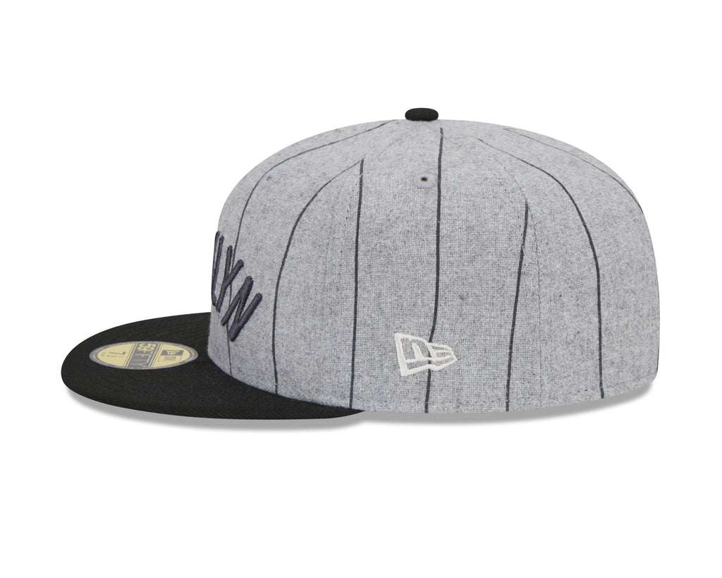 Brooklyn Nets NBA New Era Men Grey 59Fifty Heather Pinstripe Fitted Hat product image 5, provided for visual reference and