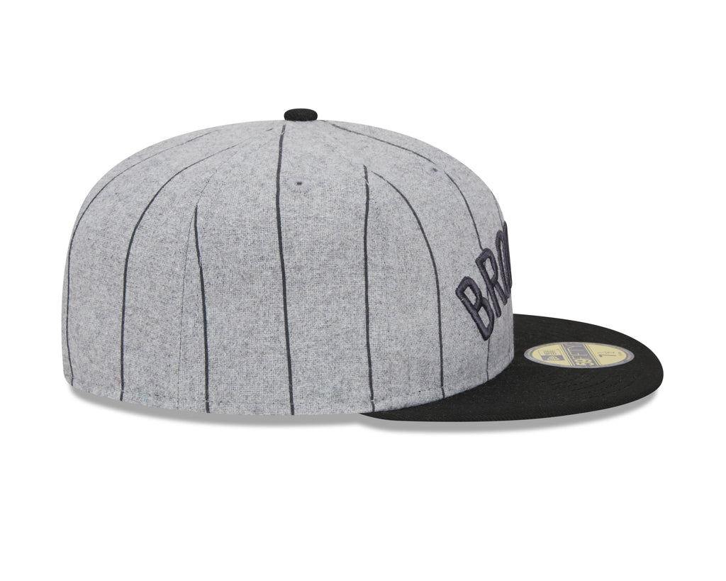 Brooklyn Nets NBA New Era Men Grey 59Fifty Heather Pinstripe Fitted Hat product image 6, provided for visual reference and