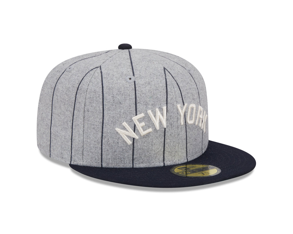 New York Yankees MLB New Era Men Grey 59Fifty Heather Pinstripe Fitted Hat product image 3, provided for visual reference