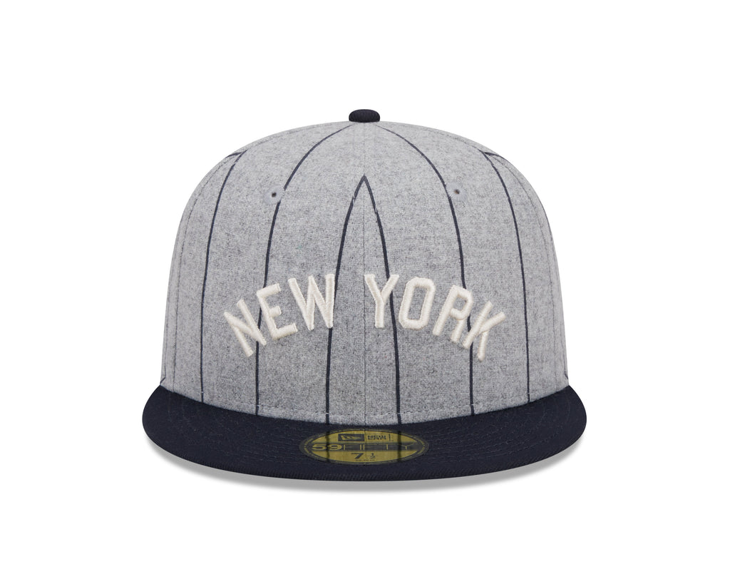 New York Yankees MLB New Era Men Grey 59Fifty Heather Pinstripe Fitted Hat product image 4, provided for visual reference