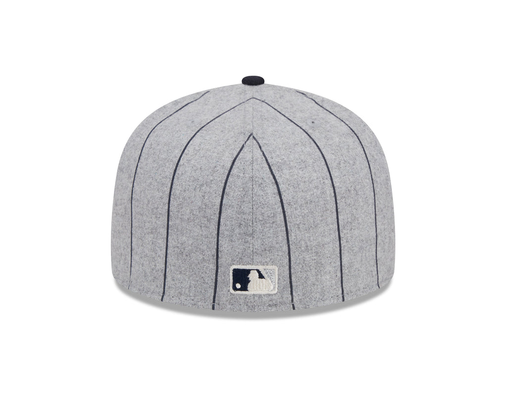 New York Yankees MLB New Era Men Grey 59Fifty Heather Pinstripe Fitted Hat product image 2, provided for visual reference