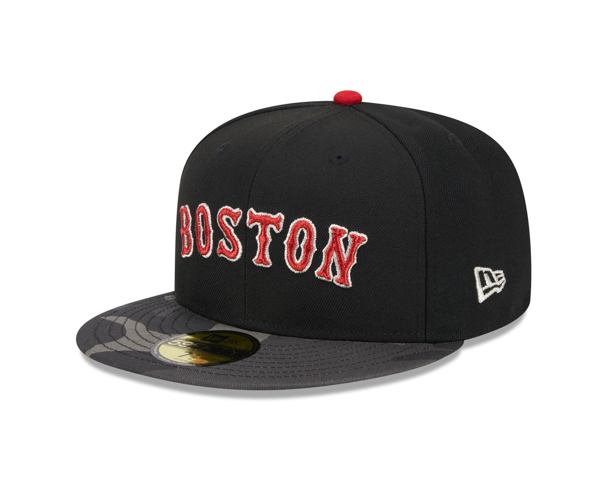 Boston Red Sox MLB New Era Men Black Camo 59Fifty Metallic Fitted Hat product image 3, provided for visual reference and