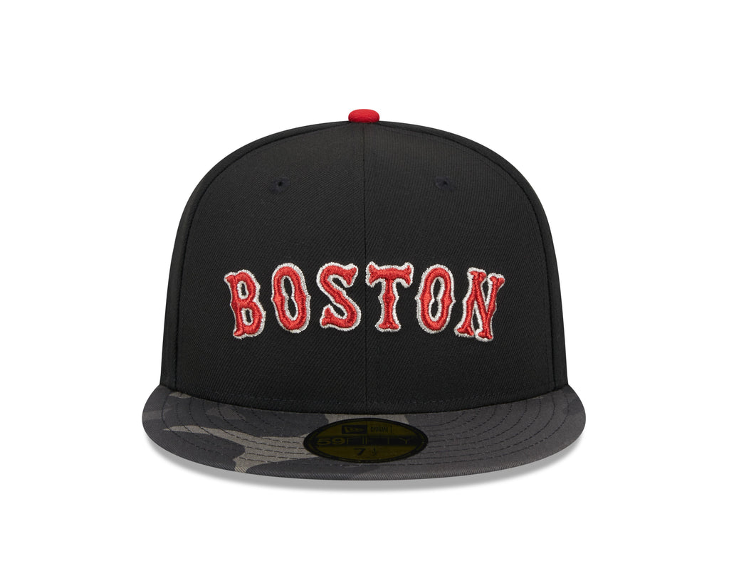 Boston Red Sox MLB New Era Men Black Camo 59Fifty Metallic Fitted Hat product image 4, provided for visual reference and