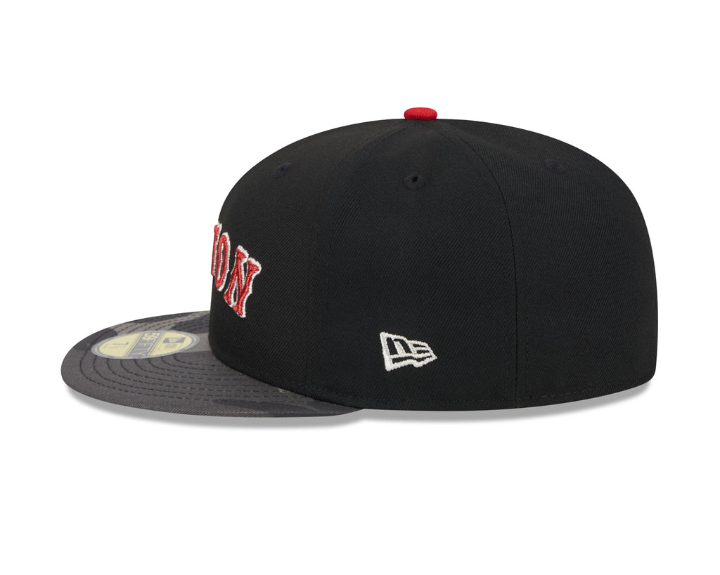 Boston Red Sox MLB New Era Men Black Camo 59Fifty Metallic Fitted Hat product image 5, provided for visual reference and