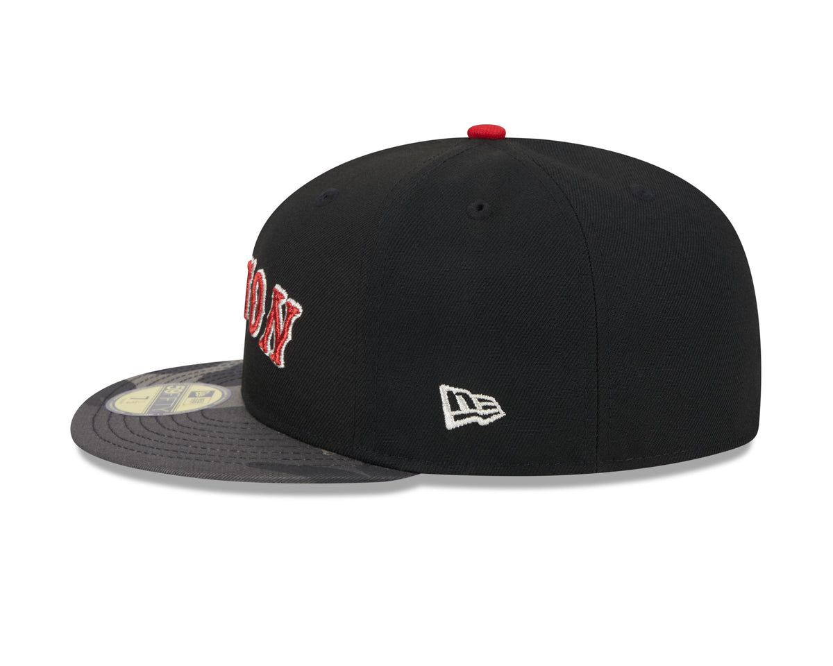 Boston Red Sox MLB New Era Men Black Camo 59Fifty Metallic Fitted Hat product image 5, provided for visual reference and