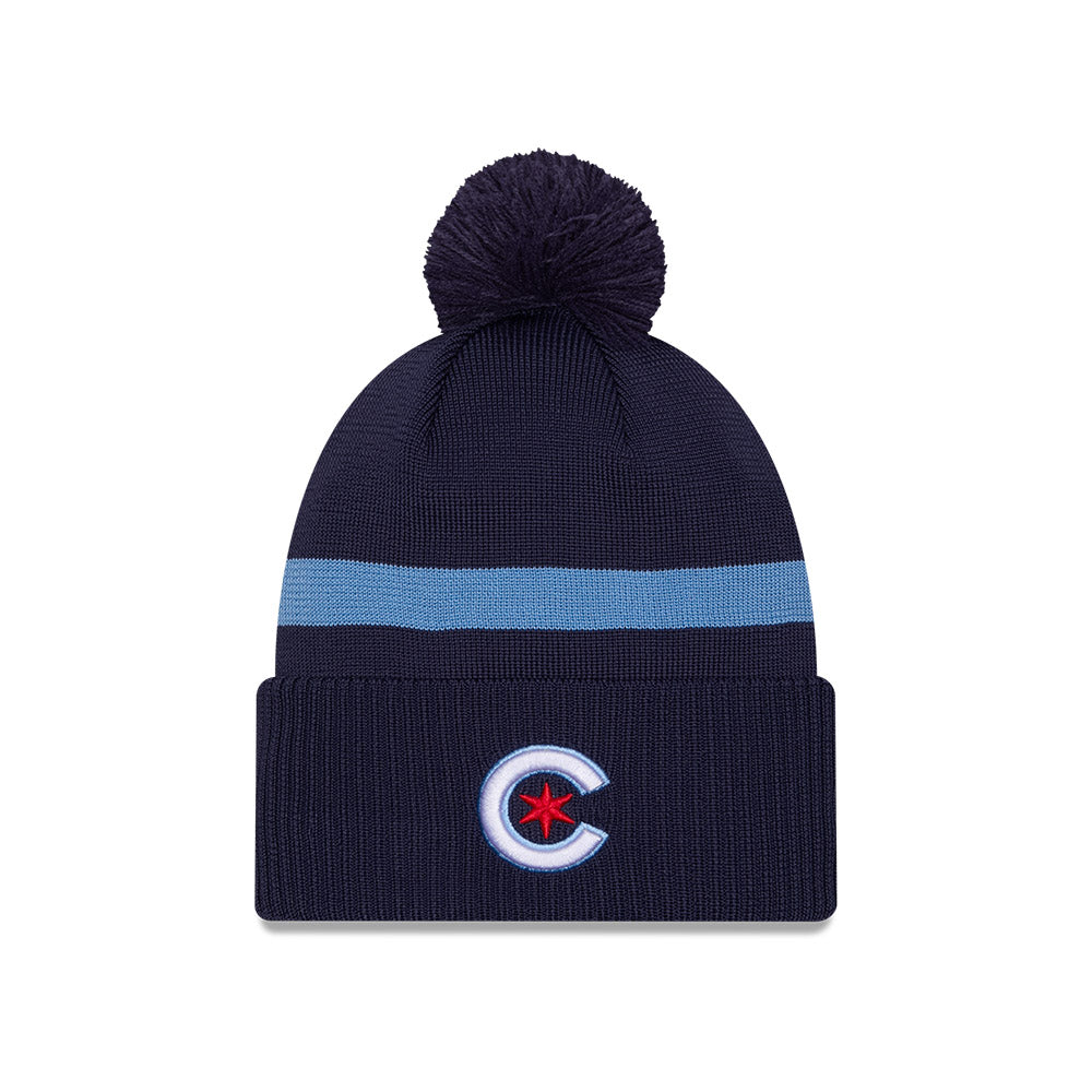 Chicago Cubs City Connect Wrigleyville Pom Knit Hat product image 1, provided for visual reference and product detail review