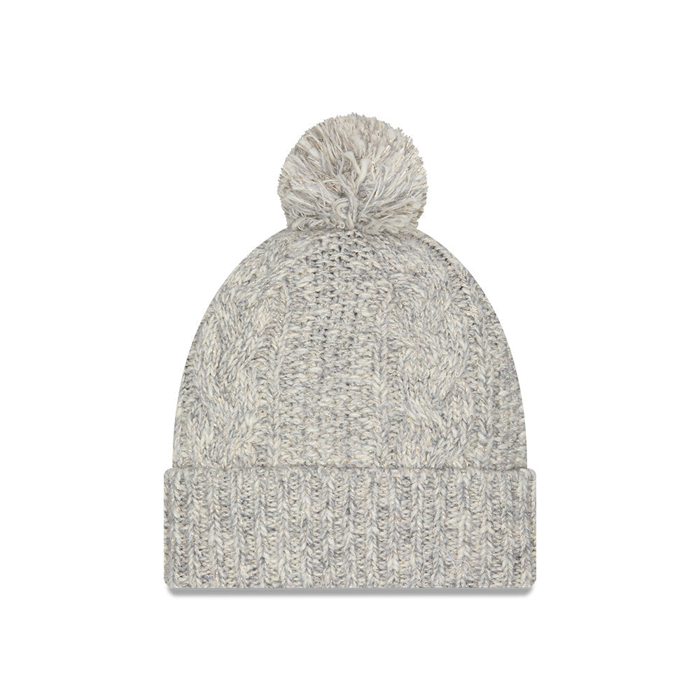 Chicago Cubs Grey Shimmer Pom Knit Hat product image 2, provided for visual reference and product detail review