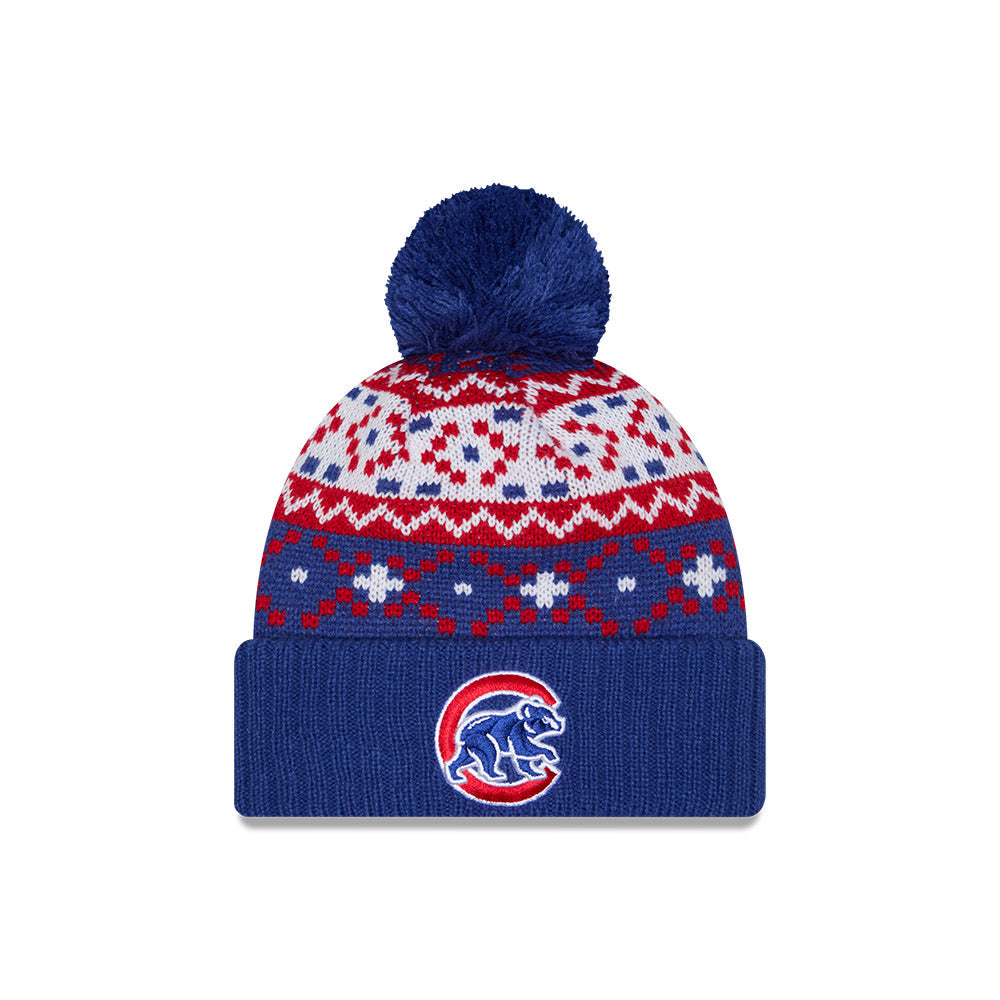 Chicago Cubs Nostalgia Christmas Pom Knit Hat product image 1, provided for visual reference and product detail review