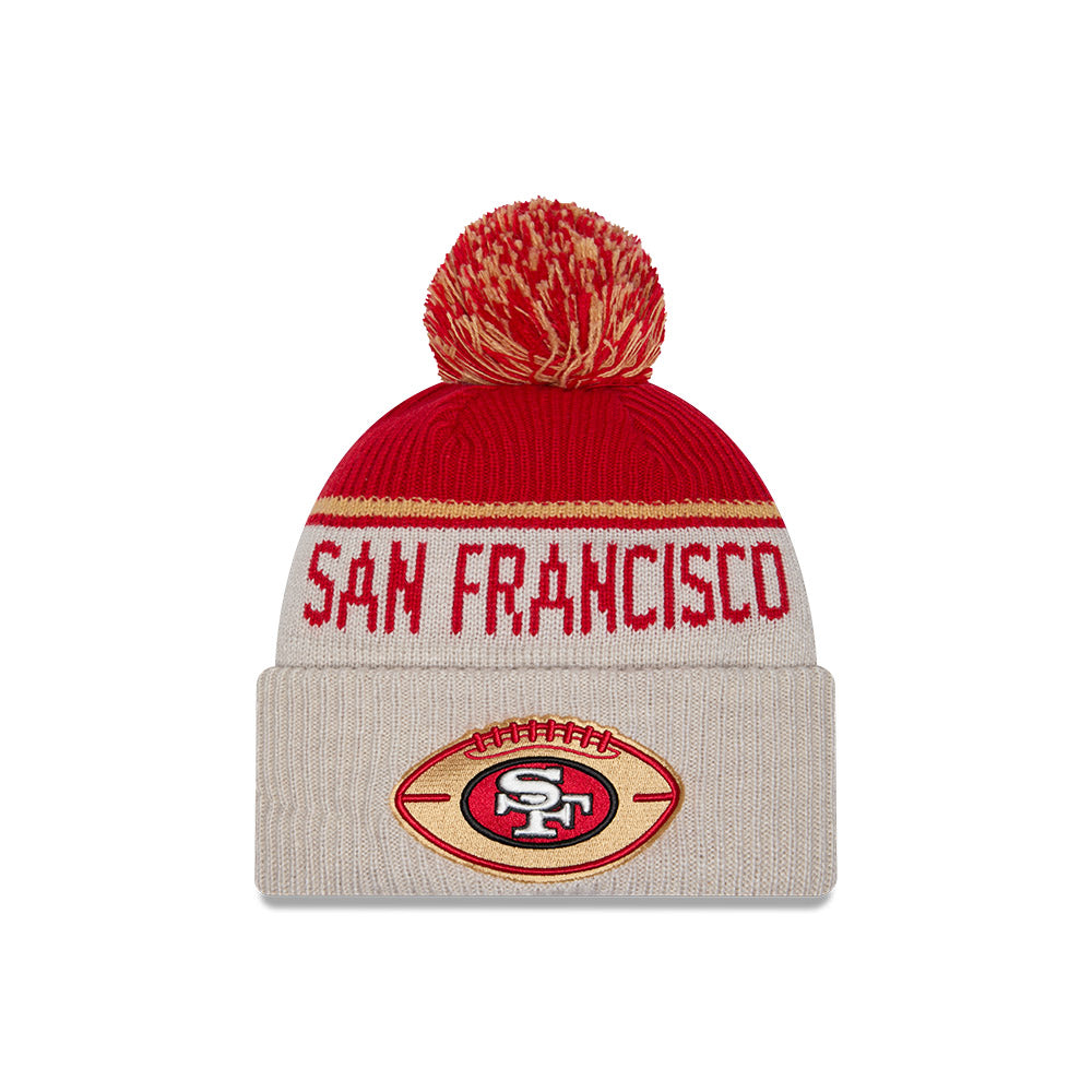 San Francisco 49ers 2024 Sideline New Era Historic Sport Knit Hat product image 1, provided for visual reference and product