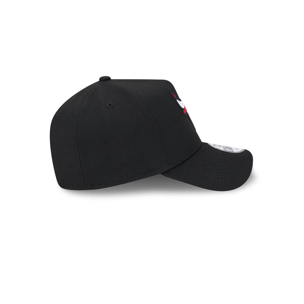 Chicago Bulls New Era 9FORTY Black A-Frame Adjustable Hat product image 4, provided for visual reference and product detail