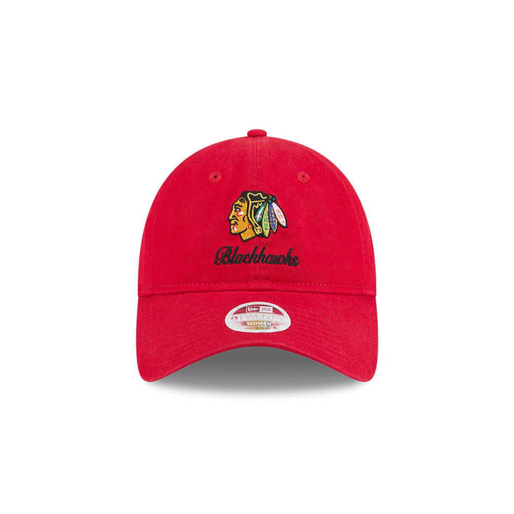 Chicago Blackhawks New Era Women Red Preppy Team 9TWENTY Adjustable Hat product image 2, provided for visual reference and