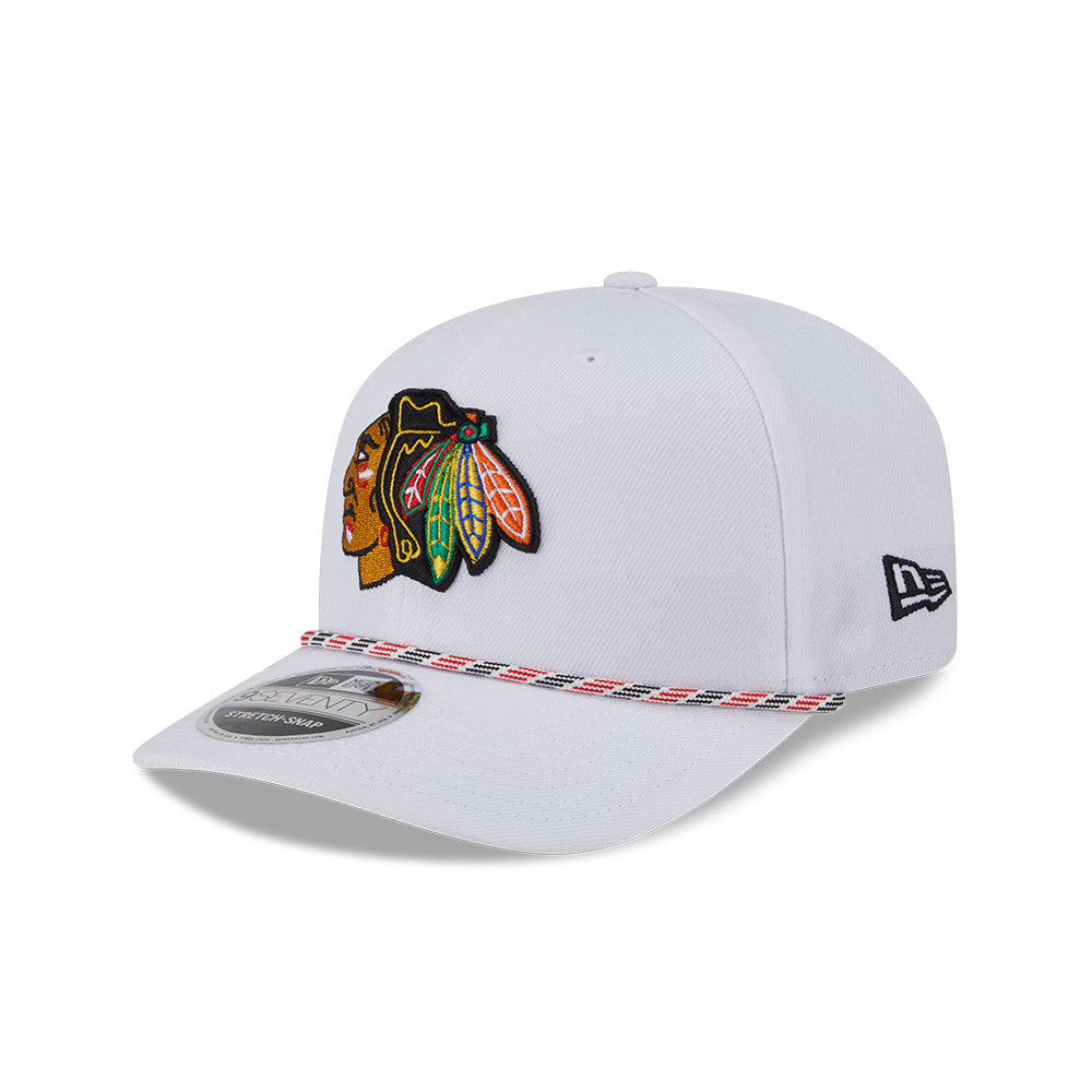 Chicago Blackhawks White New Era 9SEVENTY Multi-Rope Stretch-Snap Adjustable Hat product image 1, provided for visual