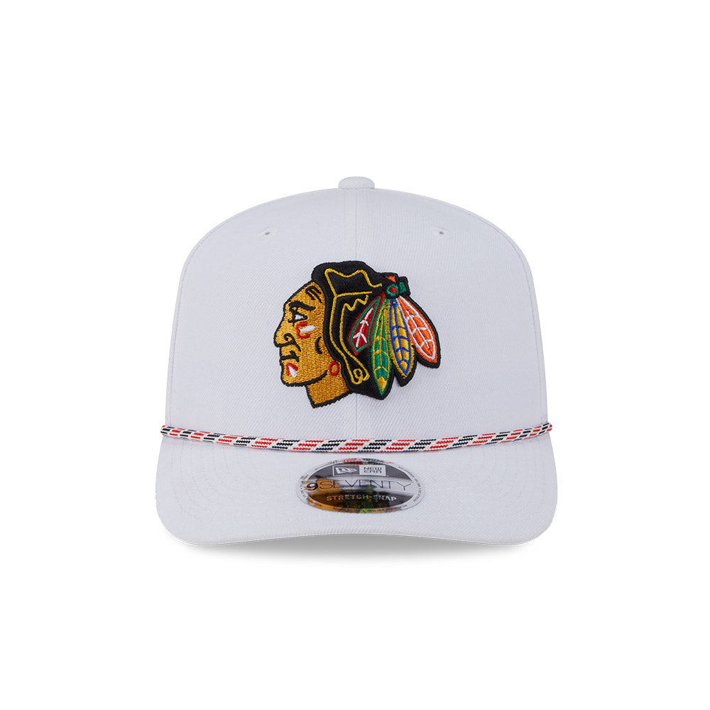 Chicago Blackhawks White New Era 9SEVENTY Multi-Rope Stretch-Snap Adjustable Hat product image 2, provided for visual