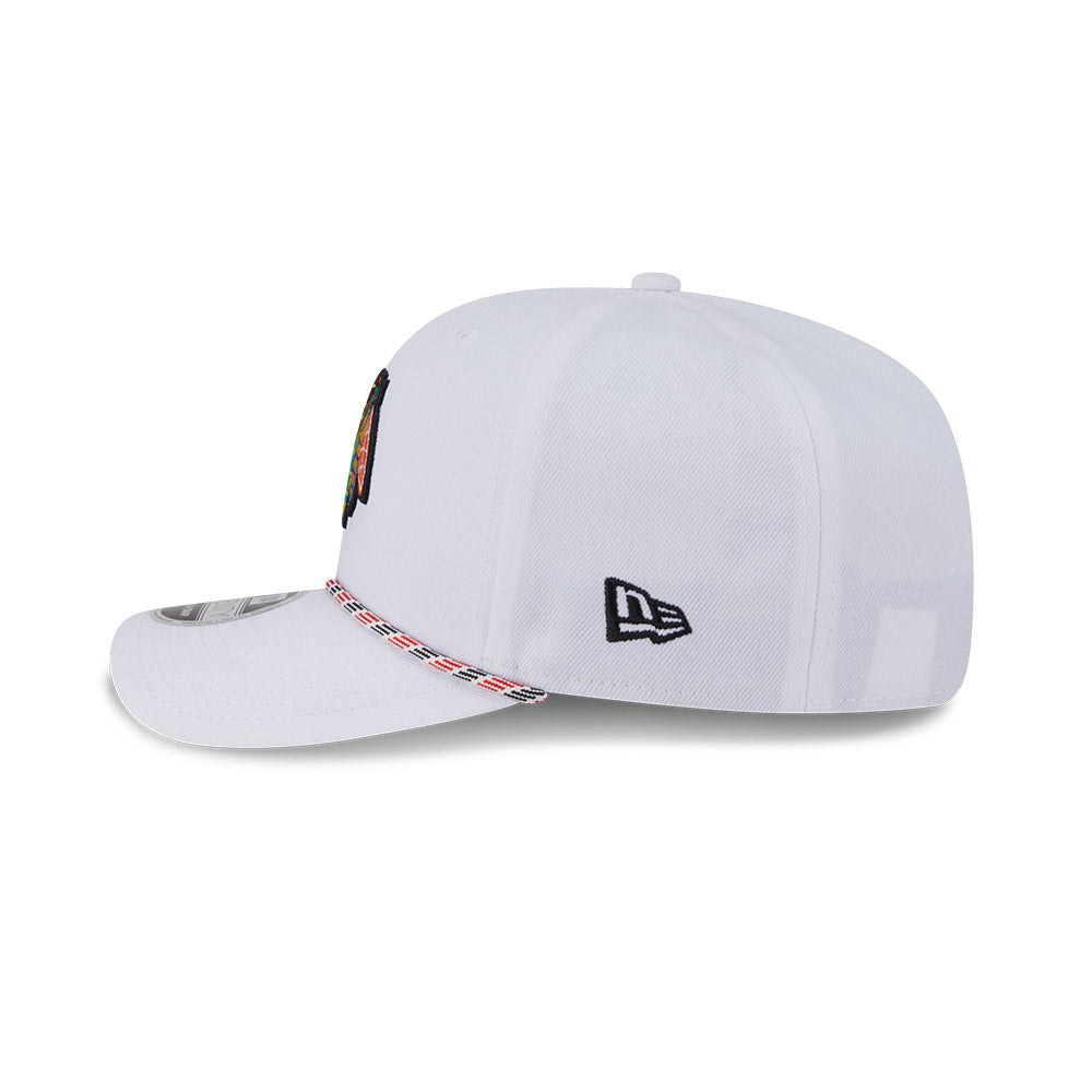 Chicago Blackhawks White New Era 9SEVENTY Multi-Rope Stretch-Snap Adjustable Hat product image 4, provided for visual