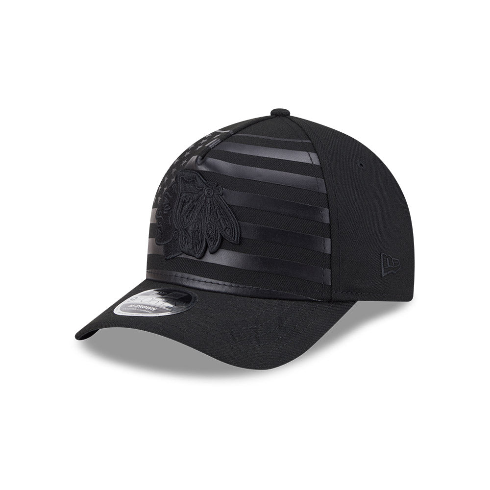 Chicago Blackhawks Black Flag New Era 9FORTY M-Crown A-Frame Adjustable Hat product image 3, provided for visual reference
