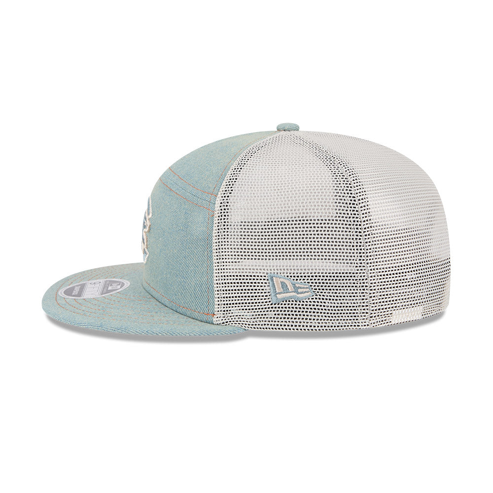 Chicago Cubs New Era Denim 9FIFTY Split Panel Meshback Trucker Hat product image 5, provided for visual reference and