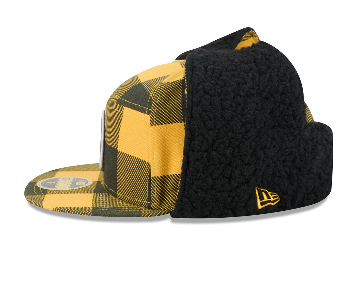 Pittsburgh Steelers NFL New Era Men Yellow 59Fifty Split Panel Dog Ear Plaid Fitted Hat product image 4, provided for visual
