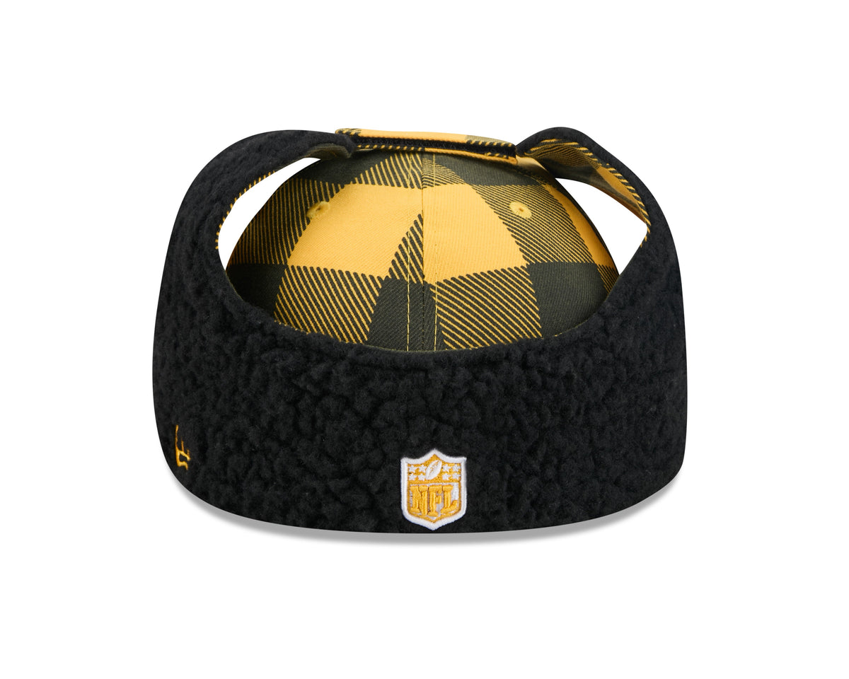 Pittsburgh Steelers NFL New Era Men Yellow 59Fifty Split Panel Dog Ear Plaid Fitted Hat product image 5, provided for visual