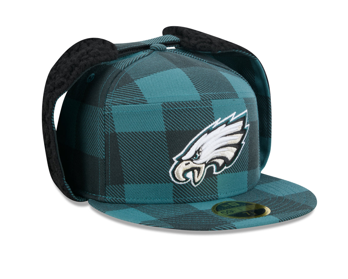 Philadelphia Eagles NFL New Era Men Black 59Fifty Split Panel Dog Ear Plaid Fitted Hat product image 2, provided for visual