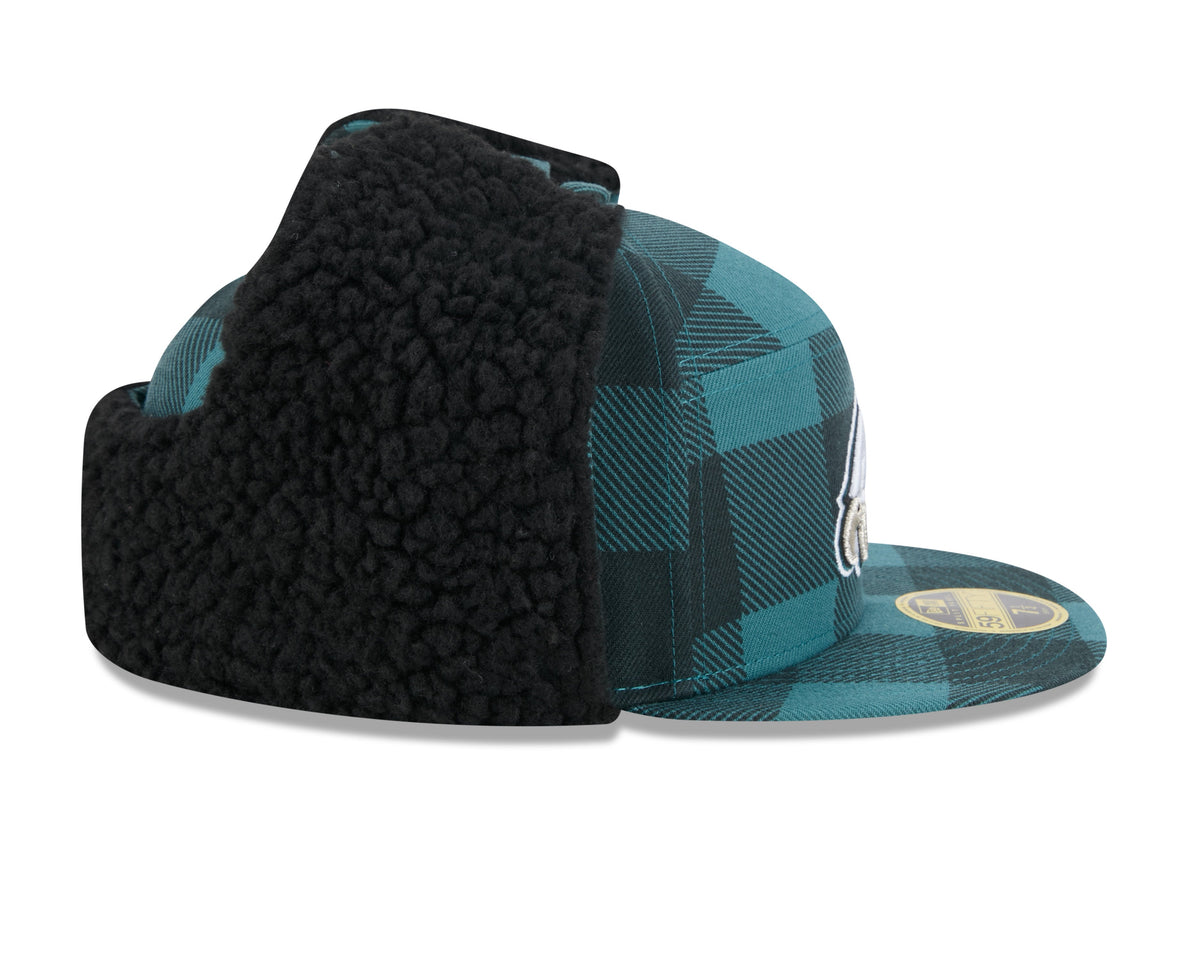Philadelphia Eagles NFL New Era Men Black 59Fifty Split Panel Dog Ear Plaid Fitted Hat product image 6, provided for visual