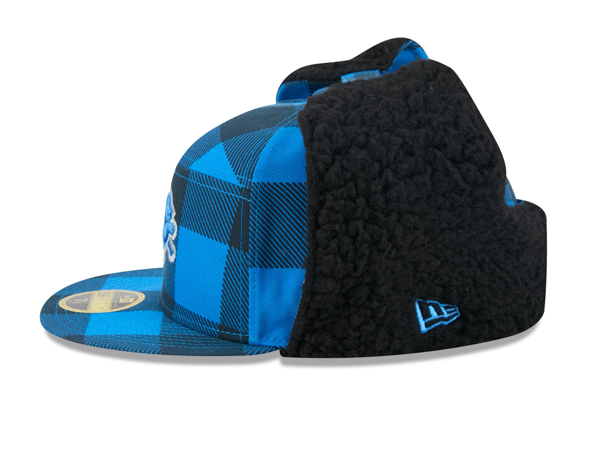 Detroit Lions NFL New Era Men Blue 59Fifty Split Panel Dog Ear Plaid Fitted Hat product image 4, provided for visual