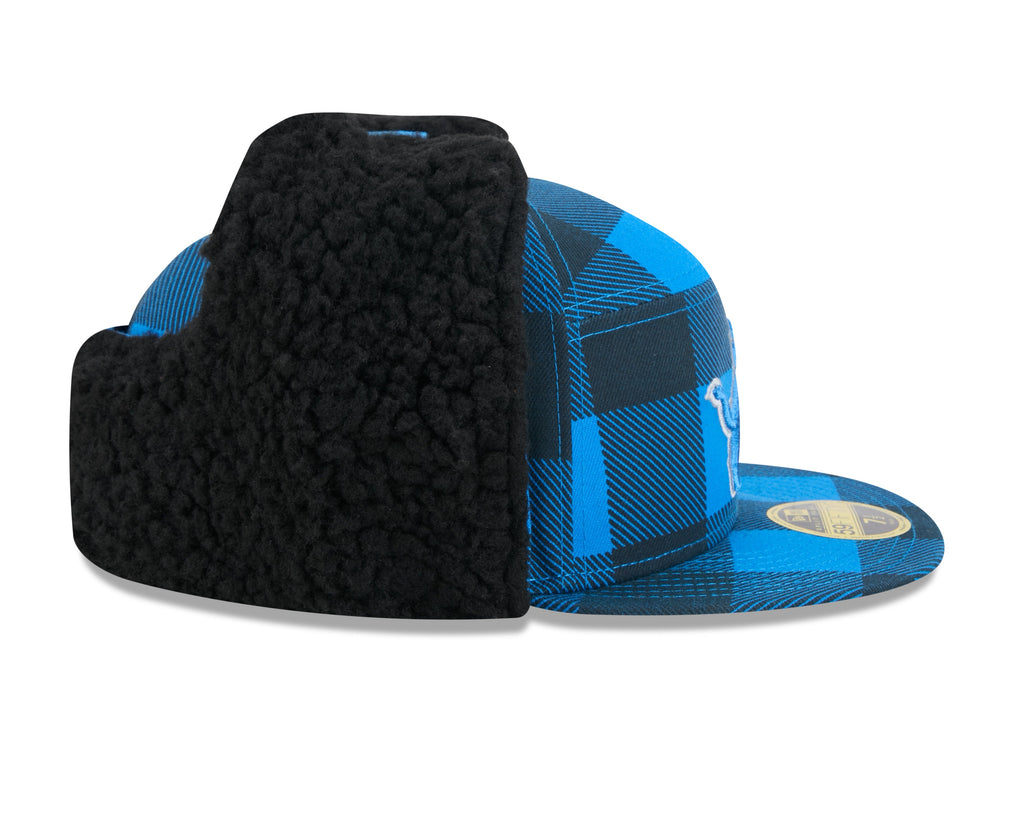 Detroit Lions NFL New Era Men Blue 59Fifty Split Panel Dog Ear Plaid Fitted Hat product image 6, provided for visual