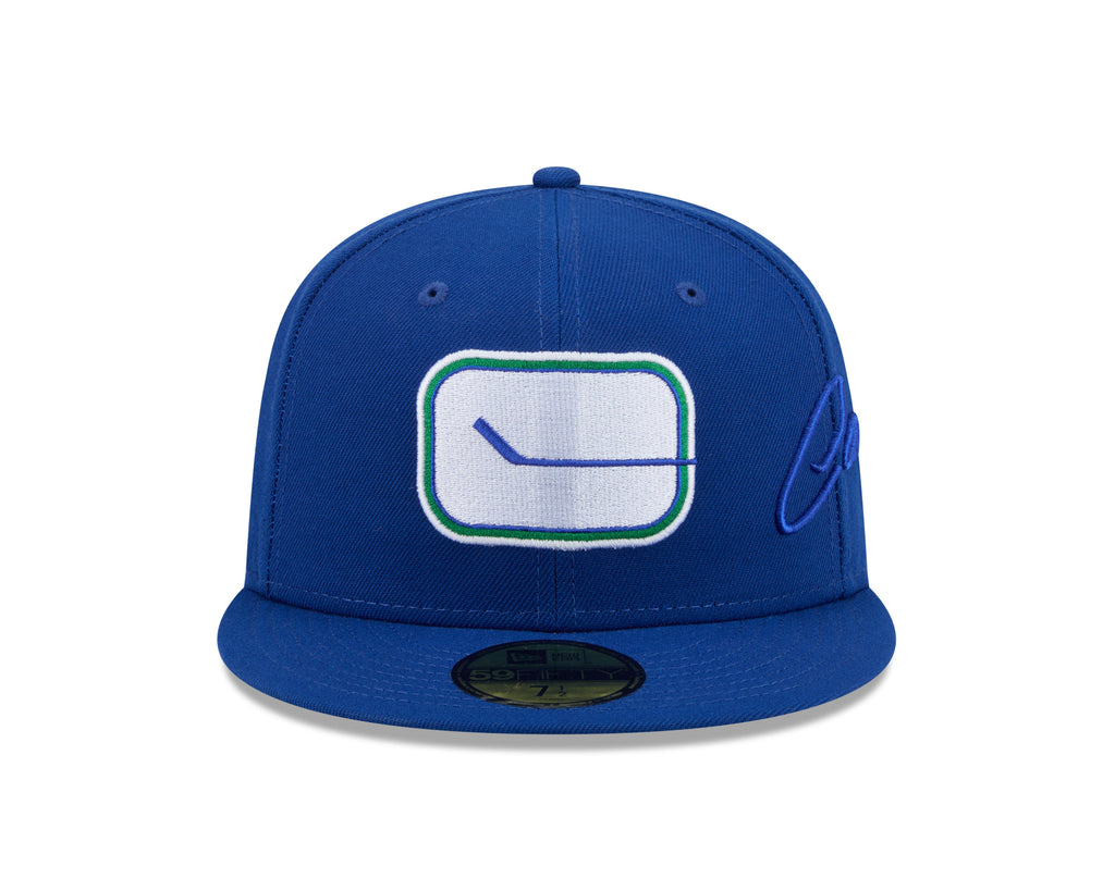 Vancouver Canucks NHL New Era Men Royal 59Fifty Side Script Fitted Hat product image 7, provided for visual reference and