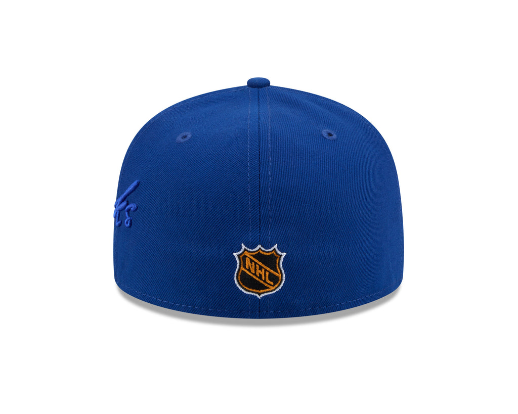 Vancouver Canucks NHL New Era Men Royal 59Fifty Side Script Fitted Hat product image 2, provided for visual reference and