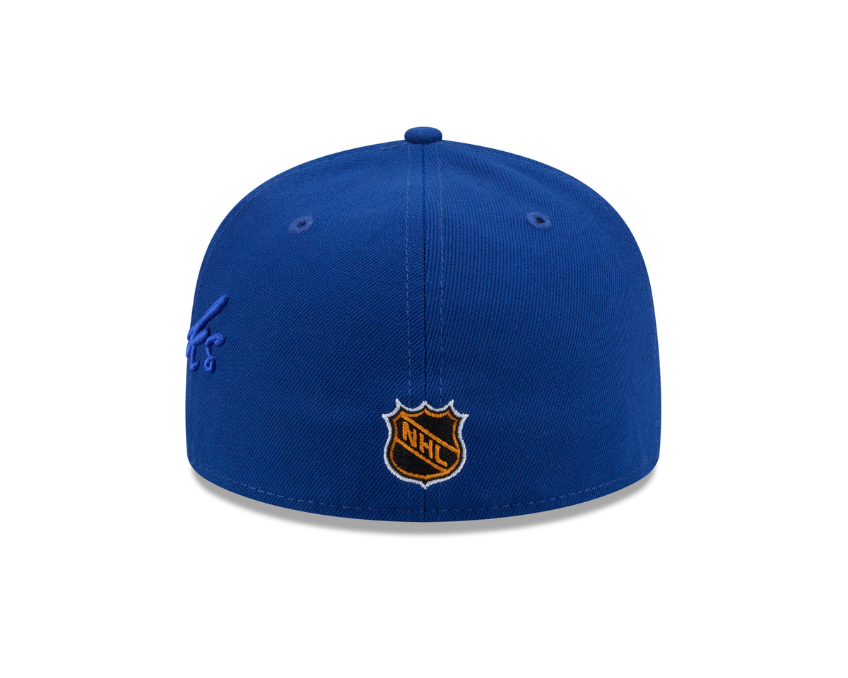 Vancouver Canucks NHL New Era Men Royal 59Fifty Side Script Fitted Hat product image 2, provided for visual reference and